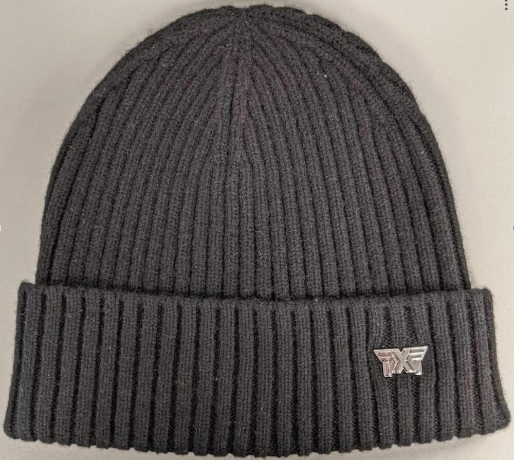 NEW PXG unisex cashmere beanie with chrome logo in black